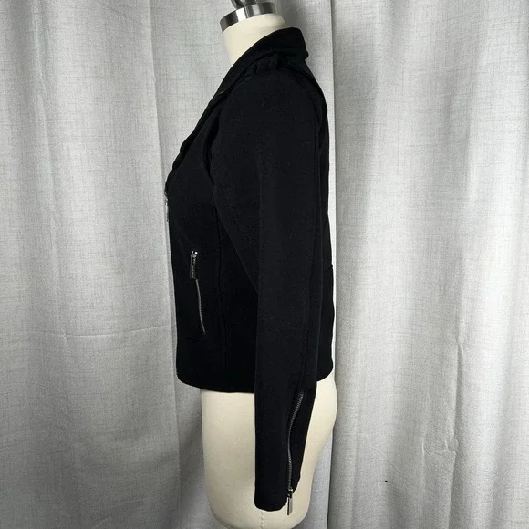 Anine Bing Women's Medium Felt Moto Classic Jacket Black Biker Zippers Punk Rock - Picture 5 of 11